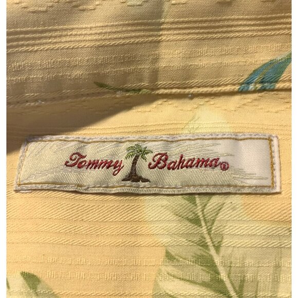 Tommy Bahama Men Size XL Extra Large Aloha Hawaiian Yellow Floral Silk Shirt EUC - Picture 7 of 8